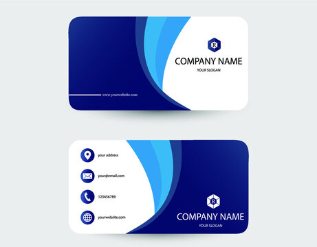 Modern blue abstract vector business card.