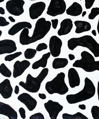 Graphic Dalmatian Print. Hand Paint. Cow Spotted. 