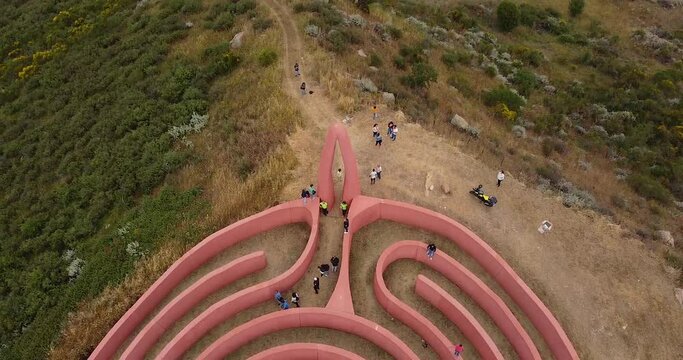 Labirinto di Arianna, nei pressi di Castel di Lucio sul Parco delle Madonie, in Sicilia. Vista Aerea