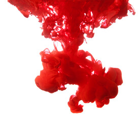 red ink in water on white background