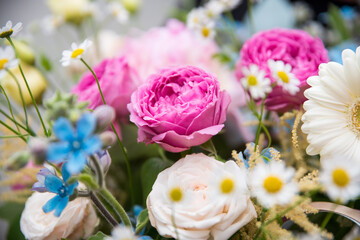 Obraz na płótnie Canvas Floral arrangement of fresh flowers, bouquet, floral mix