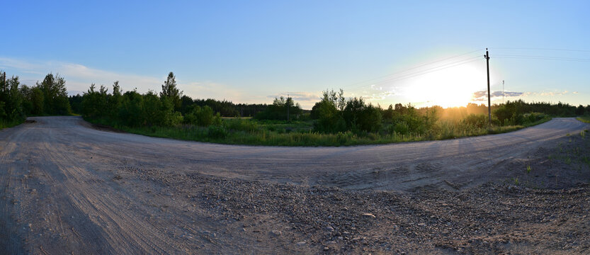 Environment photo of clear sky. Full VR 360 degree aerial panorama. Summer evening landscape