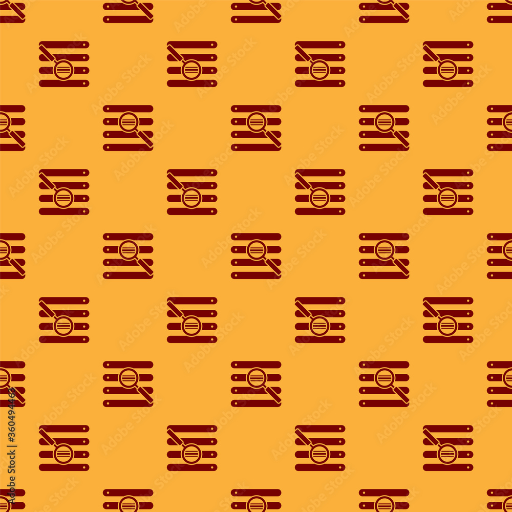 Poster red search in a browser window icon isolated seamless pattern on brown background. vector illustrati