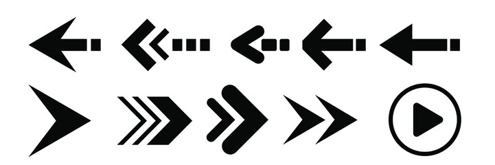 Set of black vector arrows. Arrow icons. EPS 10