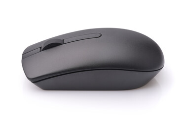 Side view of black wireless computer mouse