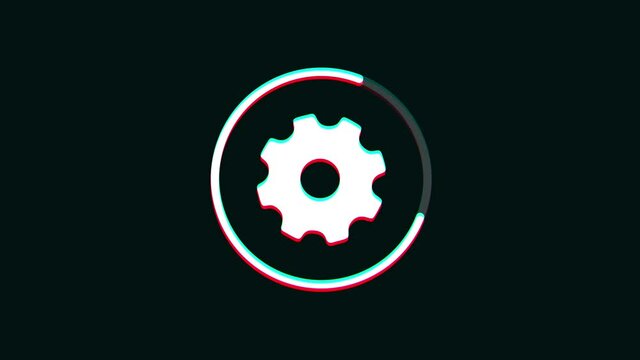 Loading Icon With Technology Glitch Fx/ 4k animation of an abstract technology loader icon with glitch textures and digital artefacts and noise effects