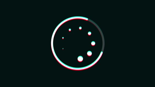 Loading Icon With Technology Glitch Fx/ 4k animation of an abstract technology loader icon with glitch textures and digital artefacts and noise effects