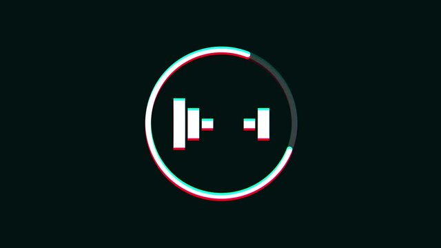 Loading Icon With Technology Glitch Fx/ 4k animation of an abstract technology loader icon with glitch textures and digital artefacts and noise effects