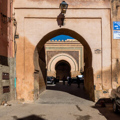 Traditional decorated portico in Meknes, Morocco
