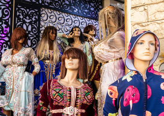 Fototapeta na wymiar Cloth shop in Meknes, Morocco 