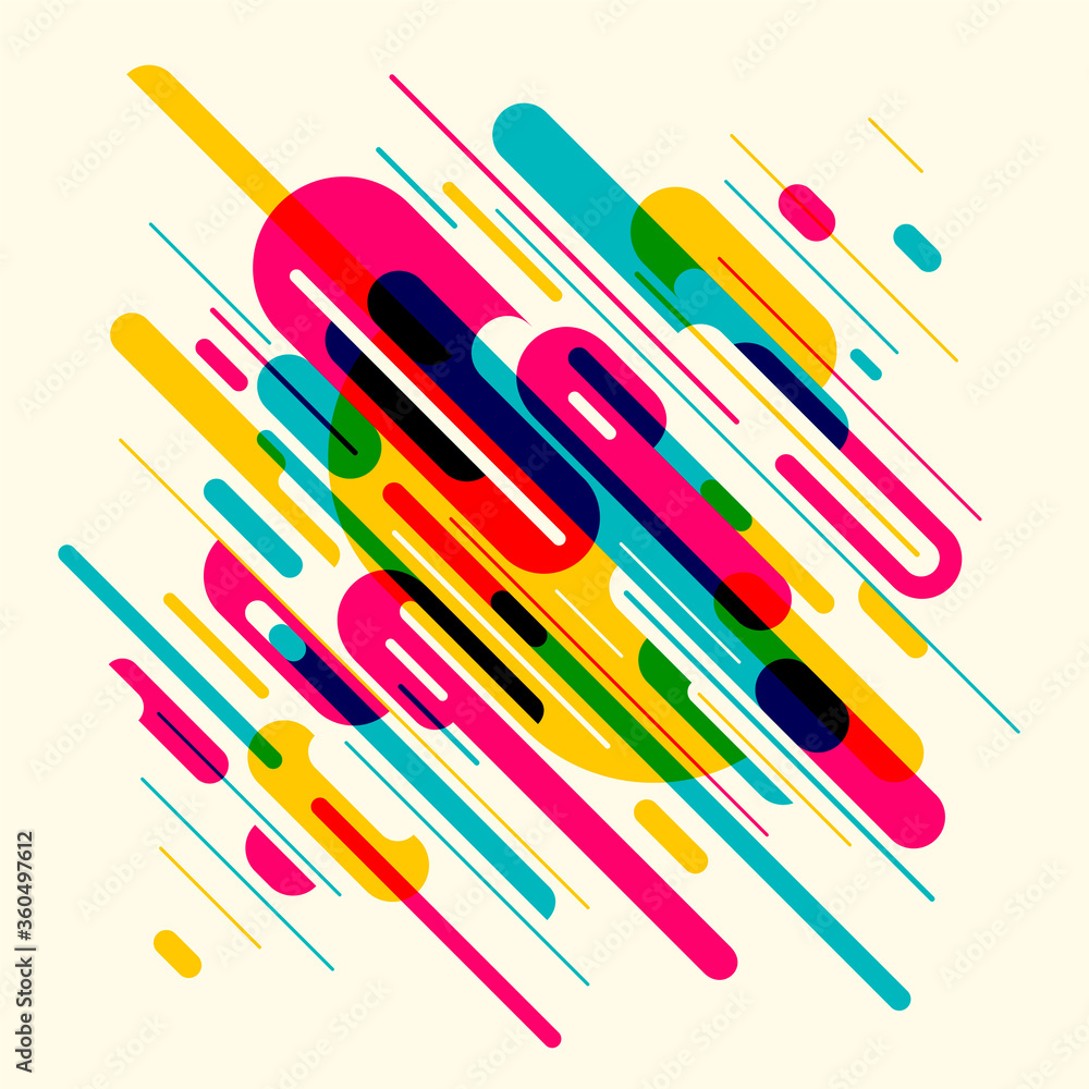 Poster modish style abstract background with colorful rounded shapes. vector illustration.