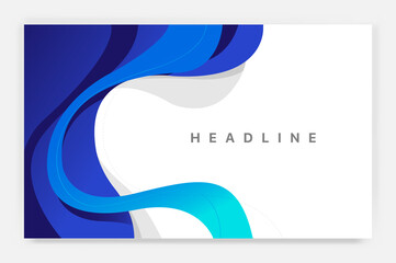 Sfondo blu e bianco con onde, curve per il web design moderno - obrazy, fototapety, plakaty