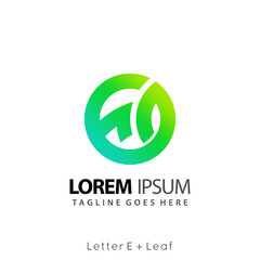 Obraz premium Letter E Leaf Circle Modern Logos Design Vector Illustration Template