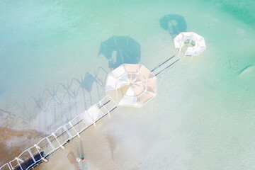 Dead sea shore aerial view, Israel 