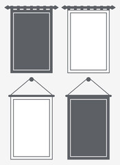 Template Blank Pennant. Silhouette and Outline Banners. Posters and Flags Vector Mockup. Set Pennons with Ready Place for Logo