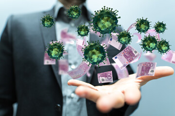 Financial stock graph has down from virus corona outbreak..