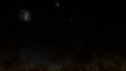 Cosmic landscape, beautiful science fiction wallpaper with endless deep space. 3D render