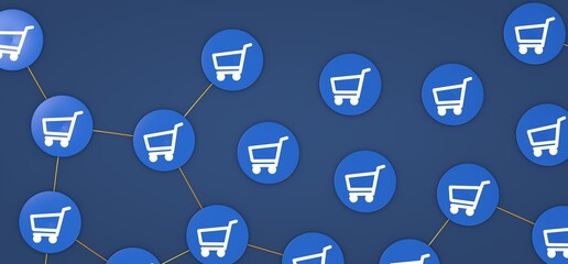 digital shopping Cart Flat Design E-Commerce 3d illustration