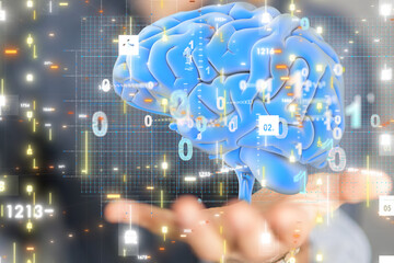 Fototapeta na wymiar AI smart brain artificial system network digital