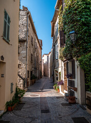 Fototapeta na wymiar Mediterranean Stone Street View Of Antibes, France