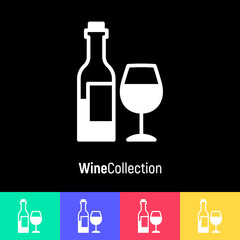 Logotype for wine bar and wine making. WIne glass and bottle. Thin line icon. Modern vector illustration.