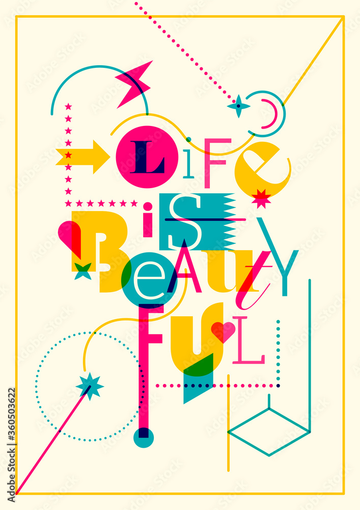 Poster abstract style design with typography. vector illustration.