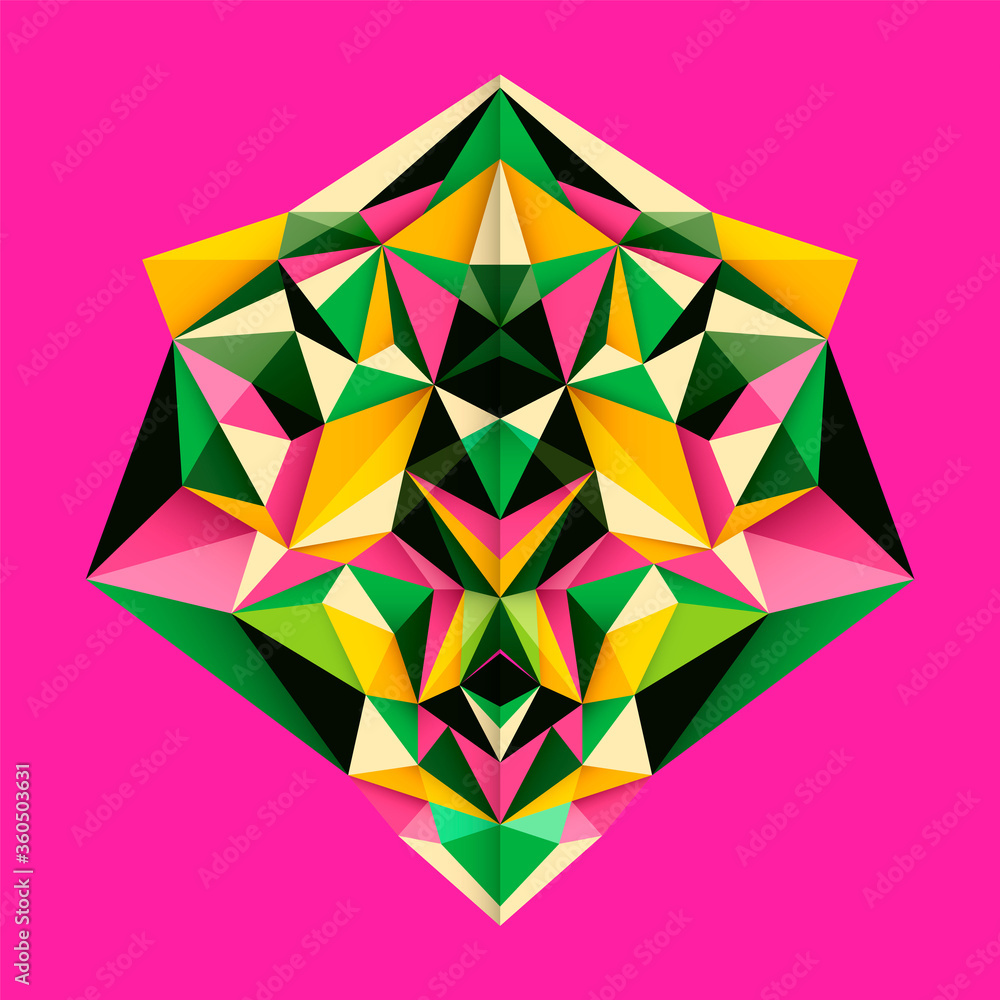 Poster abstract style angular object, made of various designed geometric shapes in color. vector illustrati