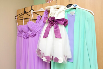 wedding dresses on hangers