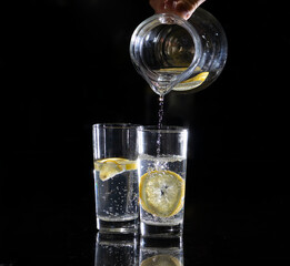 glass of water with ice