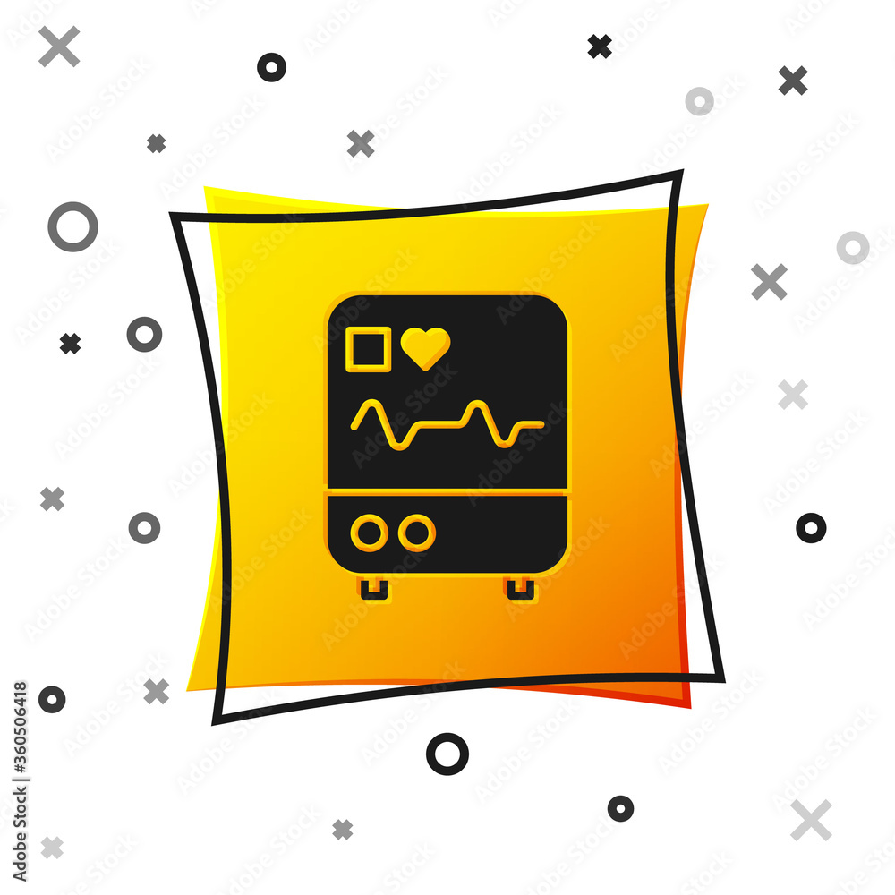 Poster black computer monitor with cardiogram icon isolated on white background. monitoring icon. ecg monit