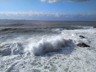 Beautiful view of the Mediterranean Sea in winter.