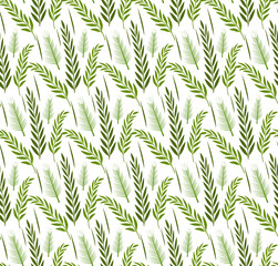 Naklejka na ściany i meble Grass plants seamless pattern. Sukkot green repeating, endless background. Vector illustration