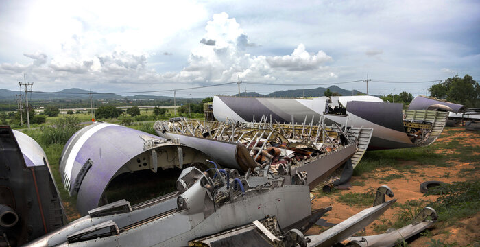 Crash Aeroplane Garbage On Mountain Hill Garbage