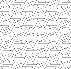 Seamless arabic geometric ornament in black and white.Thin lines.