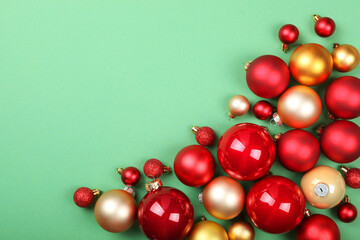 Decorative Christmas balls top view. Place to insert text.
