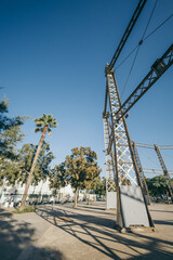 A crane next to a bridge
