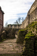 Photo of some ruins in York with a green landscape in the UK