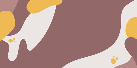 Modern trendy abstract shapes in pastel colors. Scandinavian clean vector design. Brown yellow orange liquid background