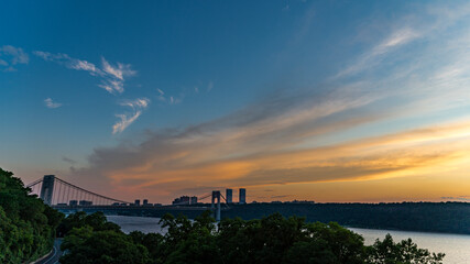 Sunset over the George Washington Bridge.