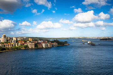 Fototapeta premium Aerial view of Sydney Harbour and North Shore.