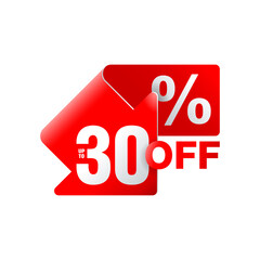Sale up  to 30 off sticker or banner element - catchy arrow down - isolated vector element
