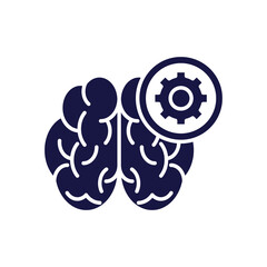 brain human with gear silhouette style icon