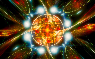 abstract illustration of a fantastic star with many rays on a black background