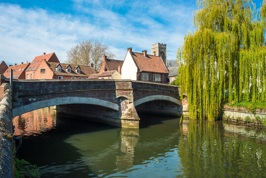 The Historic Fye Bridge, crossing The River Wensum in Norwich, England, UK.