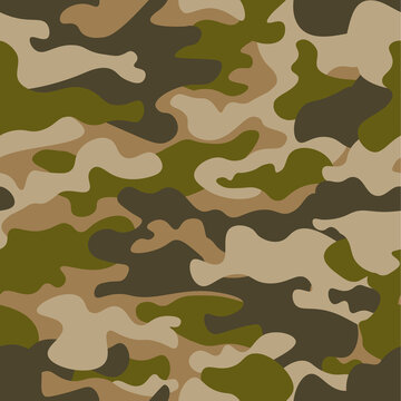 Seamless pattern. Abstract military or hunting camouflage background. Brown, green color. Vector illustration. repeated texture textile for clothes