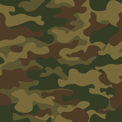 Seamless camouflage pattern. Khaki texture, vector illustration. Camo print background. Abstract military style backdrop