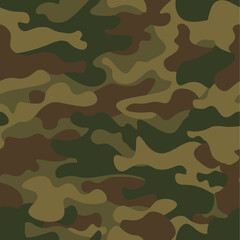 Fototapeta premium Seamless camouflage pattern. Khaki texture, vector illustration. Camo print background. Abstract military style backdrop