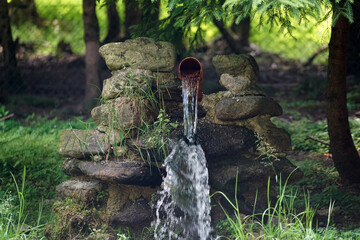 Plastic drain pipe through which apparently clean water flows