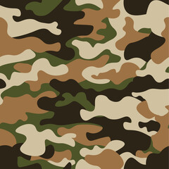 Naklejka premium Modern fashion vector trendy camo pattern.Classic clothing style masking camo repeat print. Green brown black olive colors forest texture. Design element. Vector illustration.