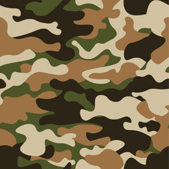Modern fashion vector trendy camo pattern.Classic clothing style masking camo repeat print. Green brown black olive colors forest texture. Design element. Vector illustration.
